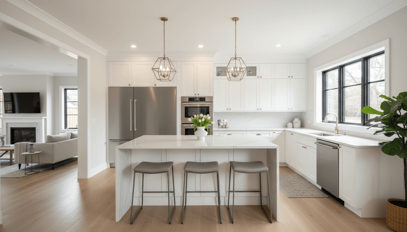 Modern white kitchen with island