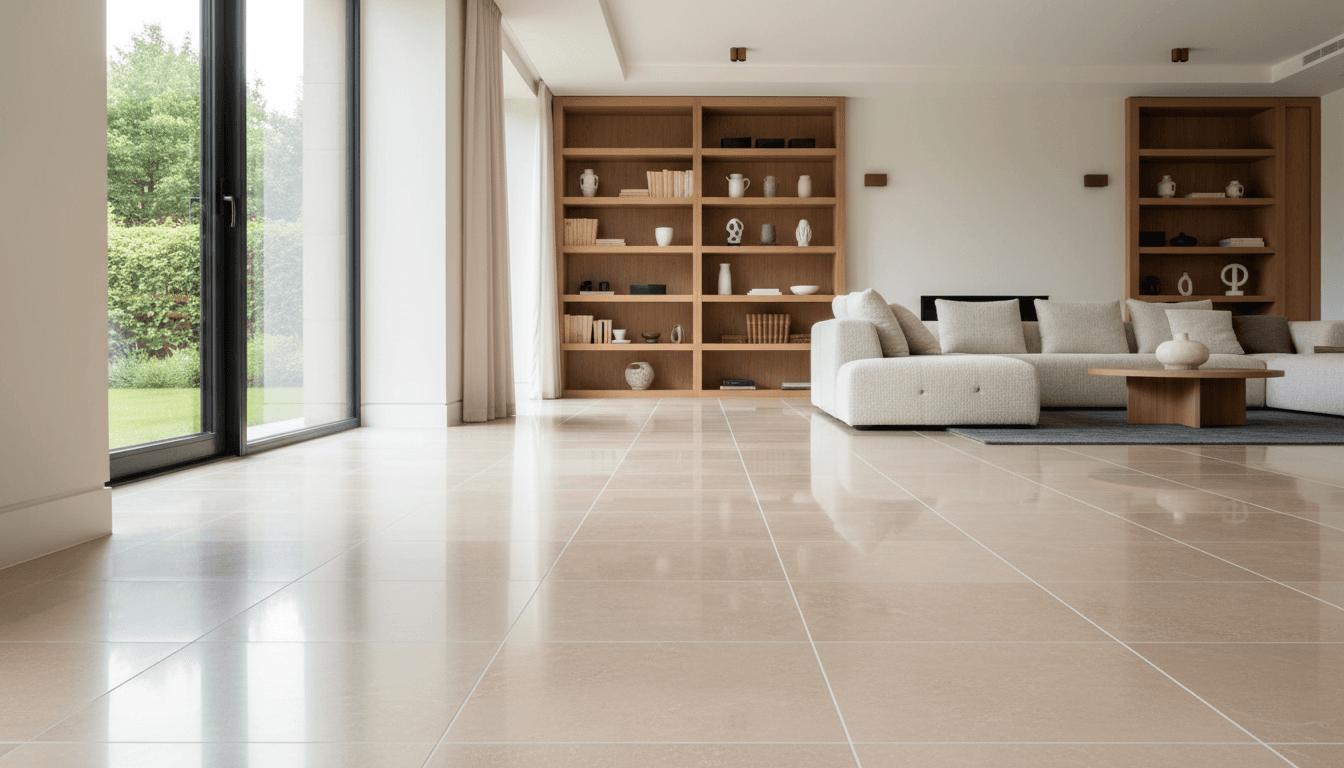 Porcelain tile flooring in dining room