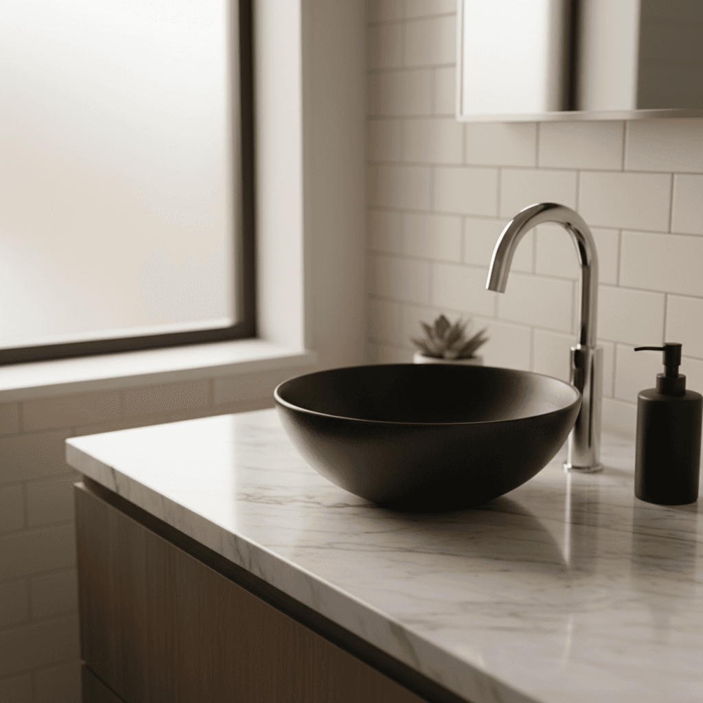 Bathroom vanity with quartz countertop